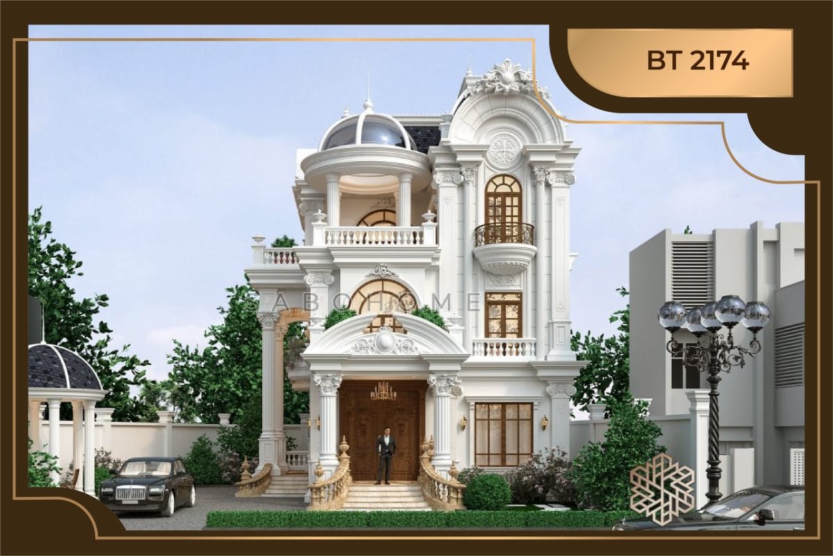 Mẫu thiết kế biệt thự 3 tầng tân cổ điển mái Mansard - BT2174
