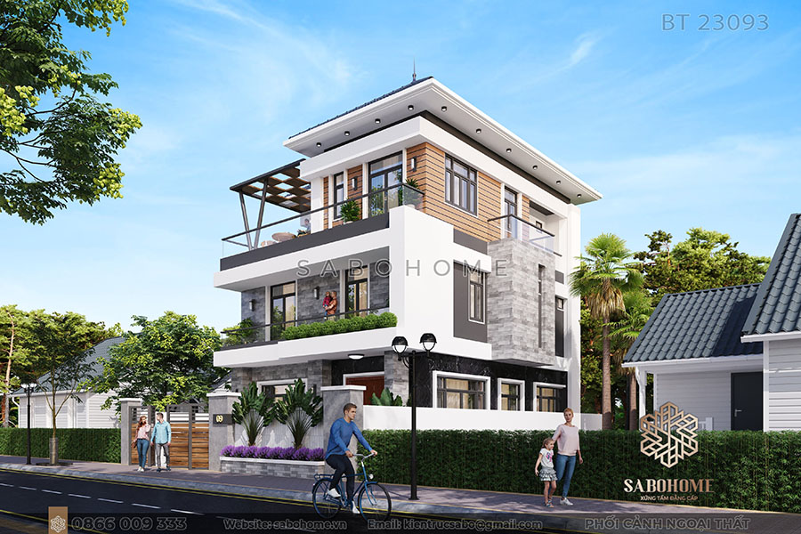 Thiết kế biệt thự 3 tầng hiện đại