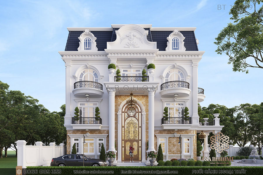 thiết kế biệt thự 3 tầng tân cổ điển pháp đẹp