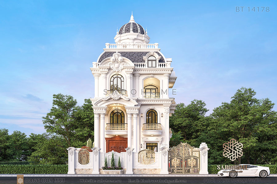 biệt thự 4 tầng mái Mansard