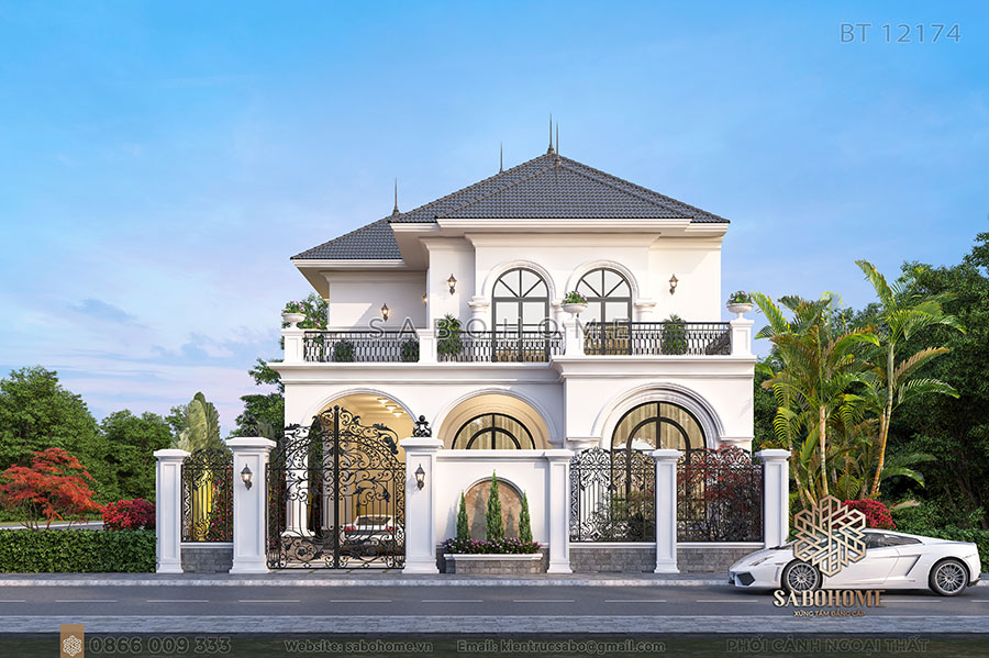 biệt thự 2 tầng tân cổ điển mái Nhật