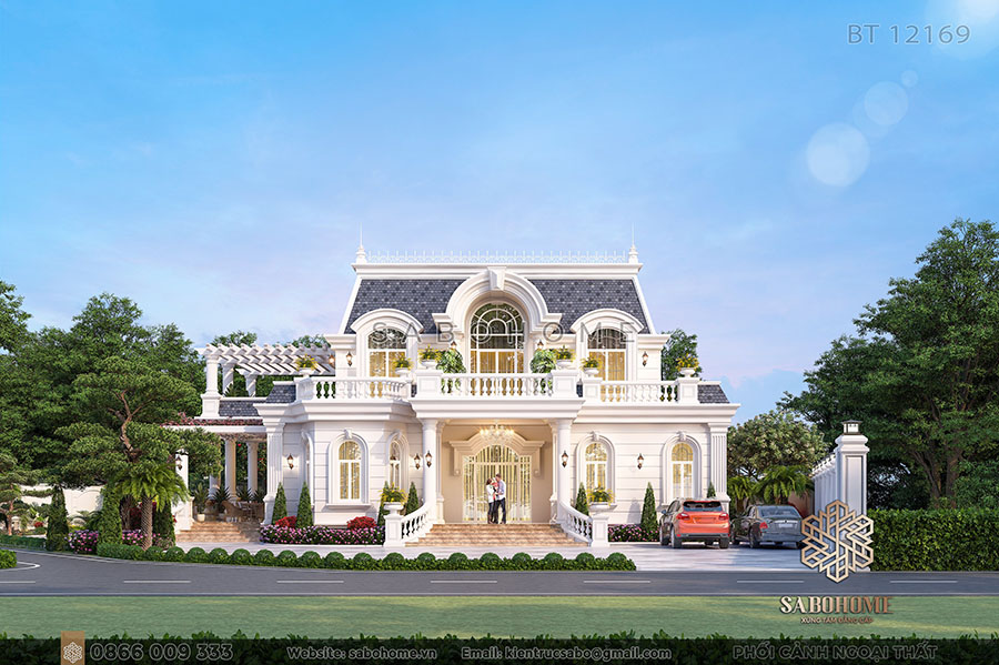 biệt thự 2 tầng tân cổ điển mái Mansard đẳng cấp