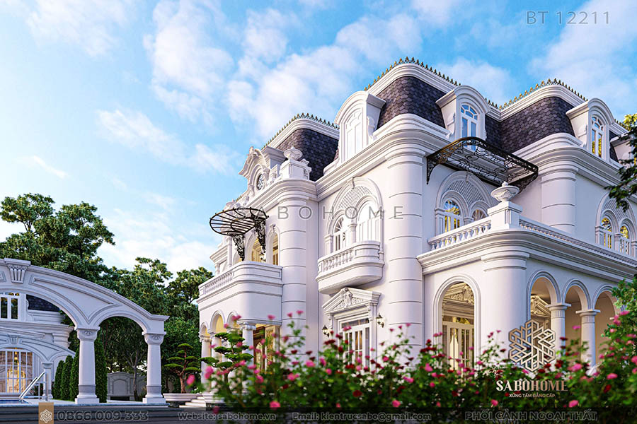 thiết kế biệt thự tân cổ điển 2 tầng
