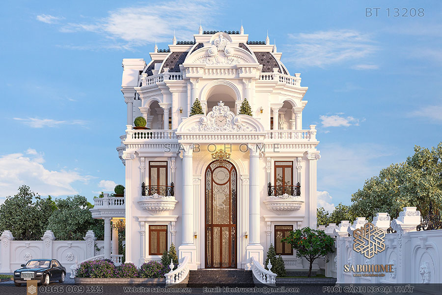 thiết kế biệt thự tân cổ điển 3 tầng