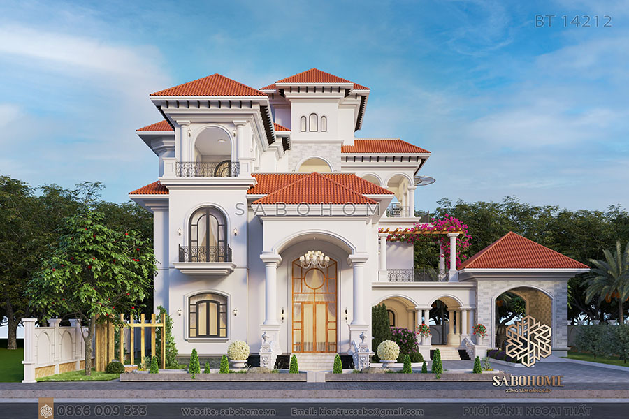 biệt thự 4 tầng mái nhật