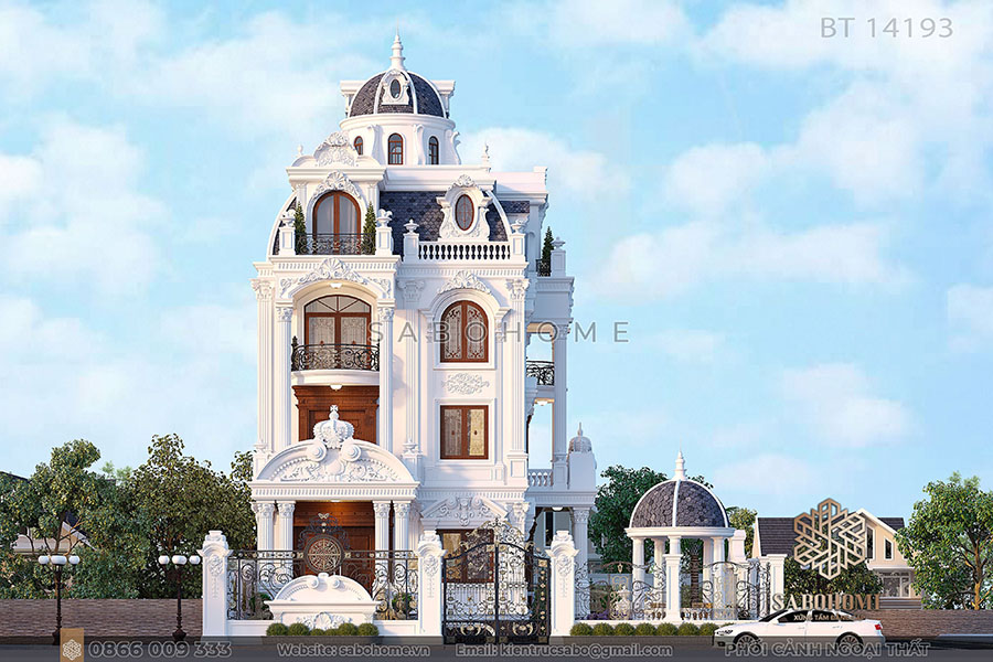 mẫu biệt thự 4 tầng tân cổ điển Hải Dương