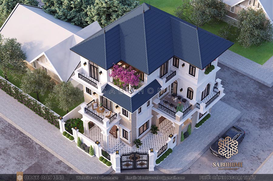 thiết kế biệt thự tân cổ điển 3 tầng