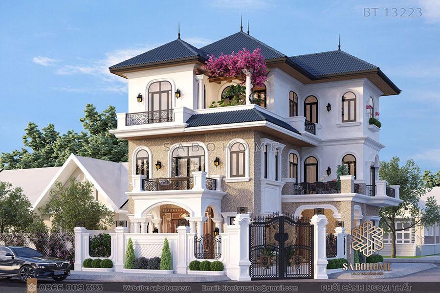 kiến trúc biệt thự tân cổ điển 3 tầng