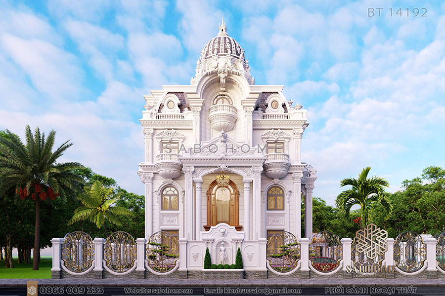 biệt thự 4 tầng mái chóp