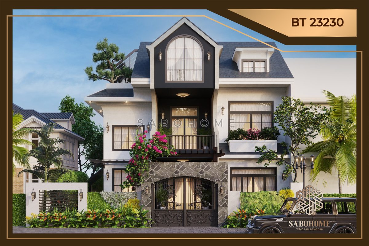 Trẻ trung mẫu thiết kế biệt thự 3 tầng hiện đại - BT23230