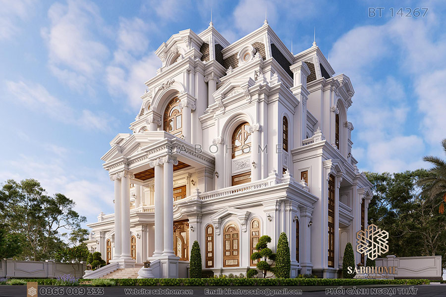 mẫu biệt thự 4 tầng có gara ô tô