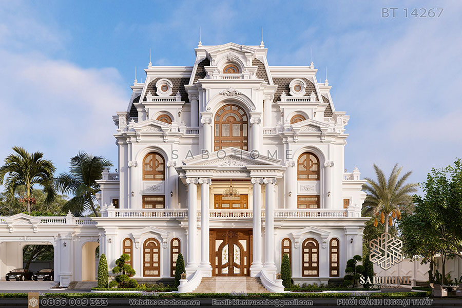 biệt thự tân cổ điển có gara ô tô