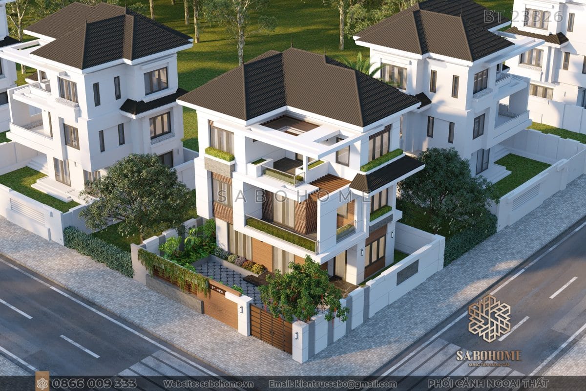 Xây dựng hạnh phúc gia đình với biệt thự hiện đại 3 tầng