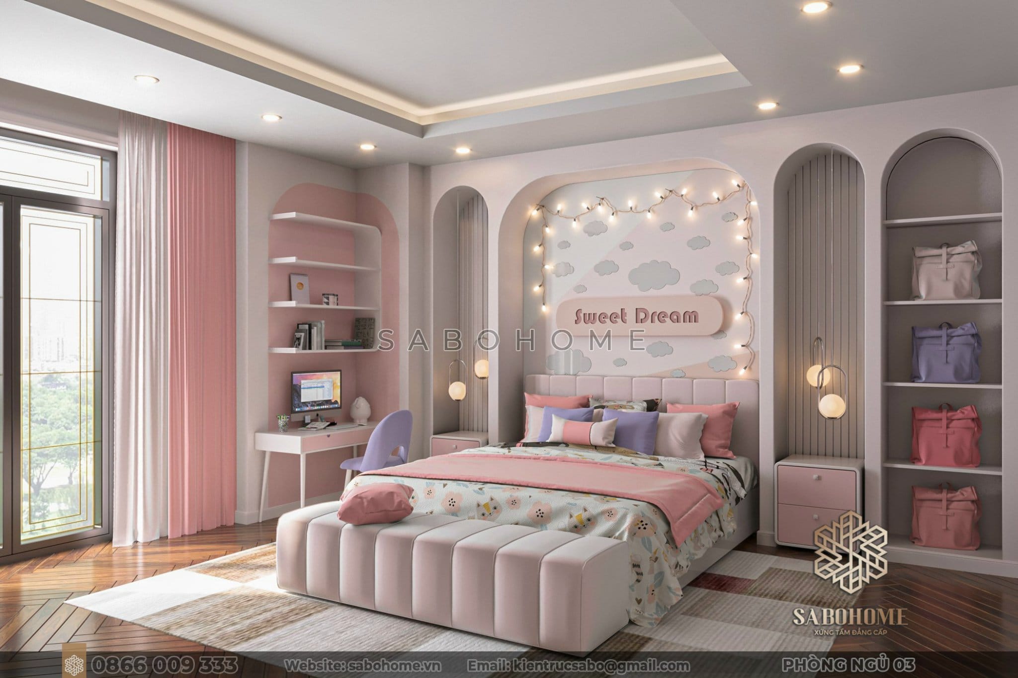 Mẫu phòng ngủ bé gái: Nơi những giấc mơ lớn và sự phấn khởi bắt đầu Mẫu phòng ngủ bé gái: Nơi mọi ước mơ và khao khát trở thành hiện thực