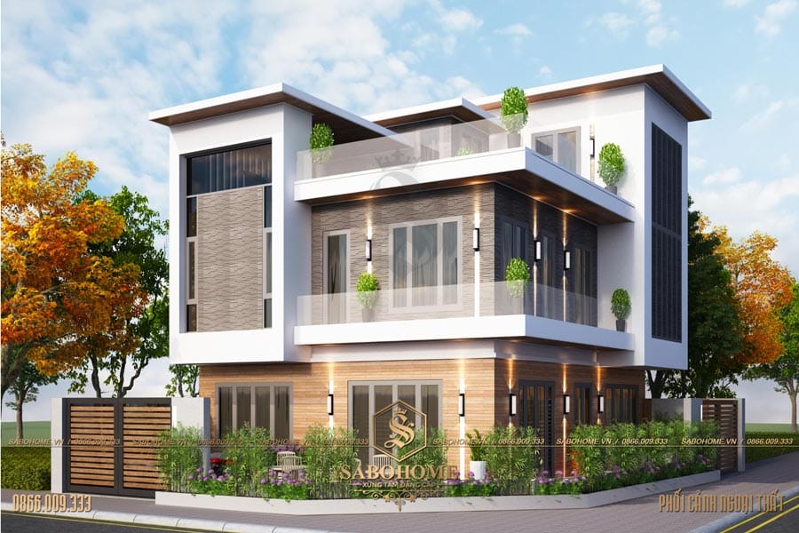 Biệt thự 3 tầng hiện đại thanh lịch ở Thái Nguyên - BT1954