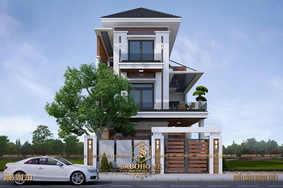Thiết kế nhà ống chữ L 100m2 phong cách hiện đại anh Tuấn - Thái Nguyên BT1950