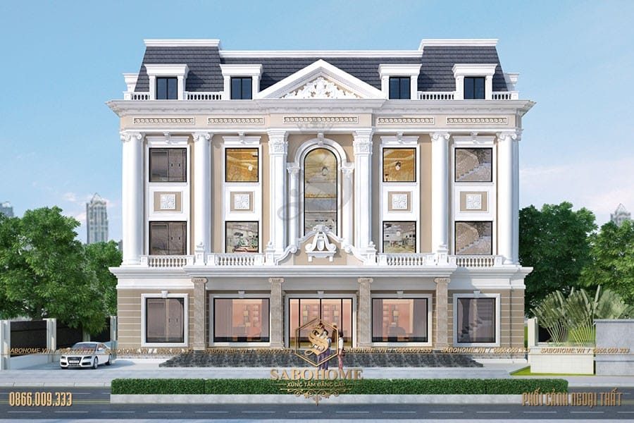 Thiết kế khách sạn tân cổ điển 4 tầng đẹp ở Hải Phòng VP003