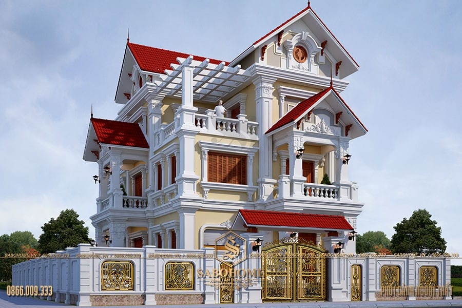 10 Mẫu biệt thự 3 tầng mái thái đẹp nhất 2020 - TH201
