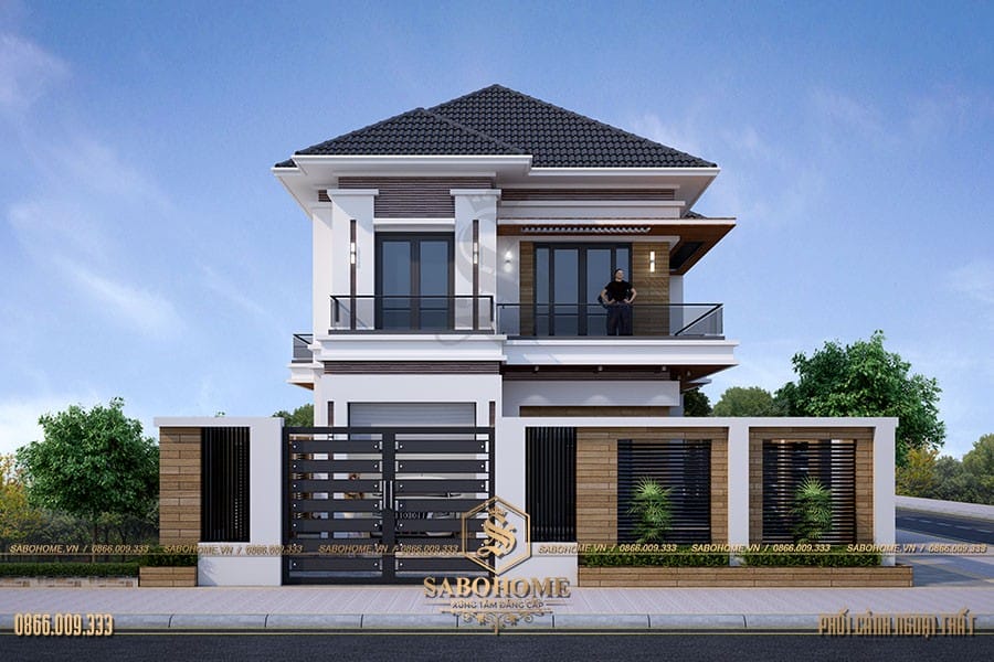 Phối cảnh biệt thự hiện đại 2 tầng 3 phòng ngủ ở Thanh Hóa - BT180014