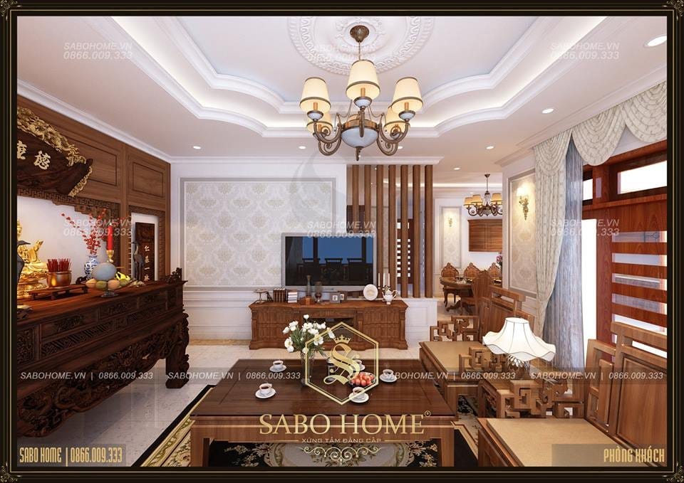 Thiết kế nội thất phòng khách tân cổ điển đẹp -NT180006