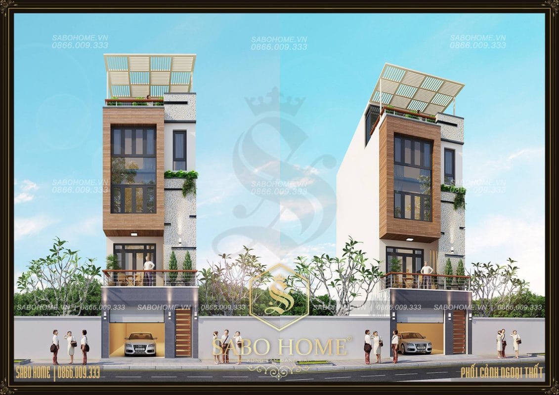 Mẫu thiết kế nhà ống 4 tầng hiện đại mặt tiền 5m-NO180002