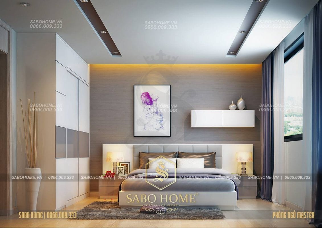 Thiết kế nội thất phòng ngủ Hiện đại đẹp (CĐT: Ông Nam - Thái Nguyên) NT18001