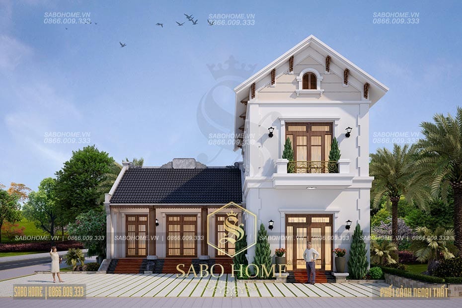 Mẫu nhà 2 tầng đẹp và nhà thờ ở quê Anh Chương - BT1937.T2