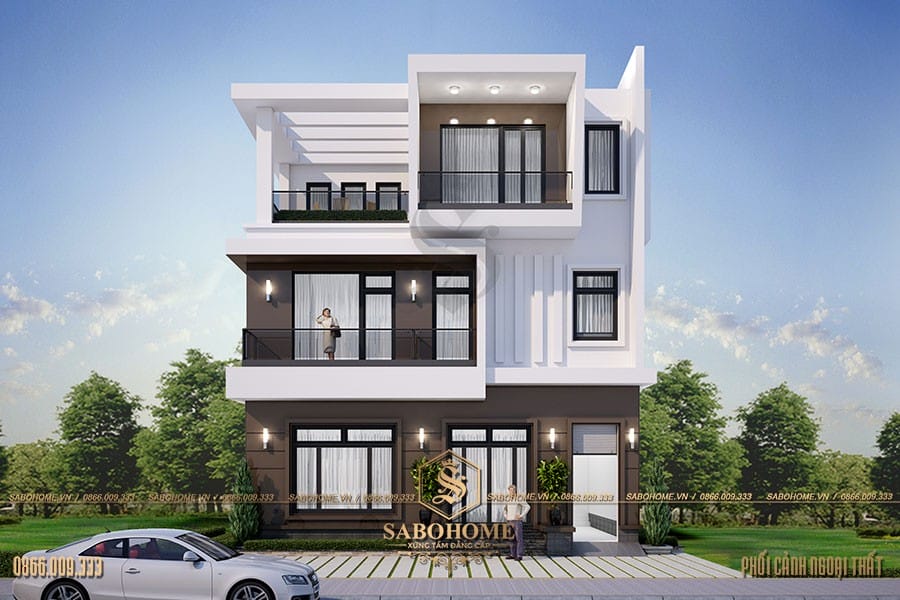 Biệt thự hiện đại 3 tầng đẹp hút hồn ở Hải Dương -BT180011