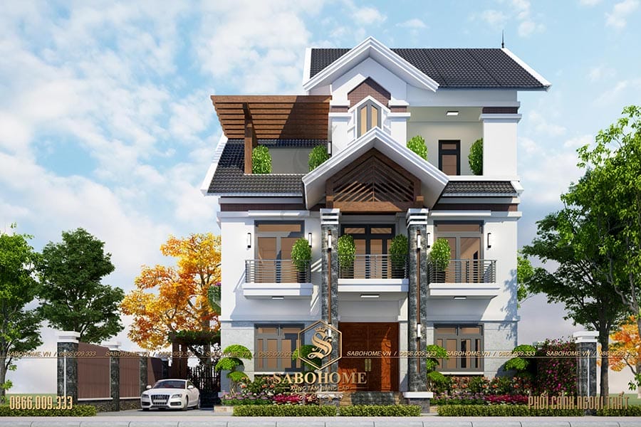 Thiết kế và Thi công biệt thự hiện đại 3 tầng ở Thái Nguyên - BT1955