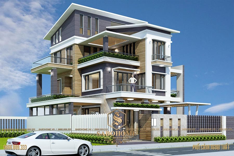 Mẫu biệt thự 3 tầng hiện đại diện tích 120m2 ở Hà Nội - BT2073