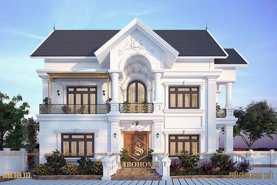 Mẫu biệt thự 2 tầng tân cổ điển có 5 phòng ngủ - BT2097