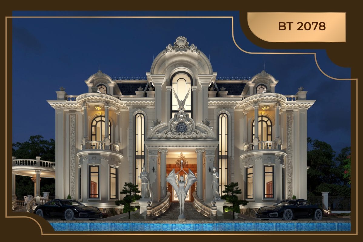 Mẫu biệt thự lâu đài mái mansard đẳng cấp sa hoa BT2078