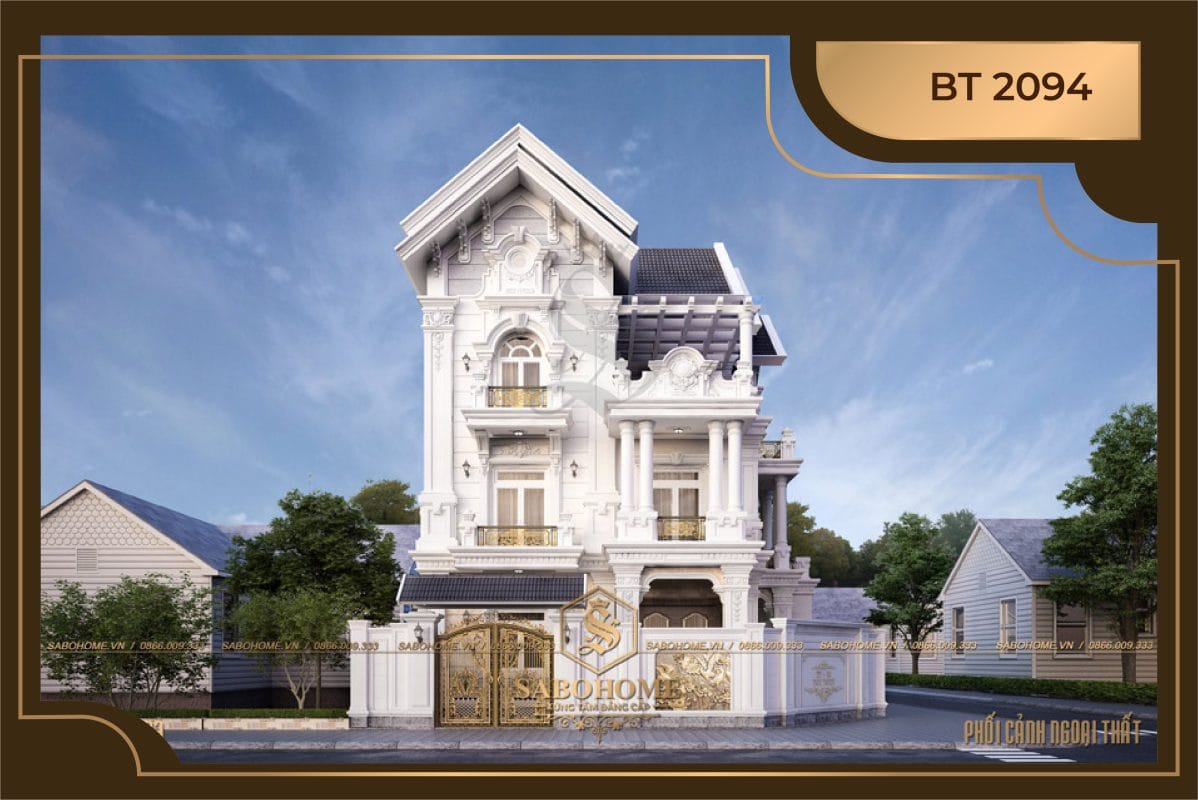 Biệt thự 3 tầng tân cổ điển 2 mặt tiền tiện nghi - BT 2094