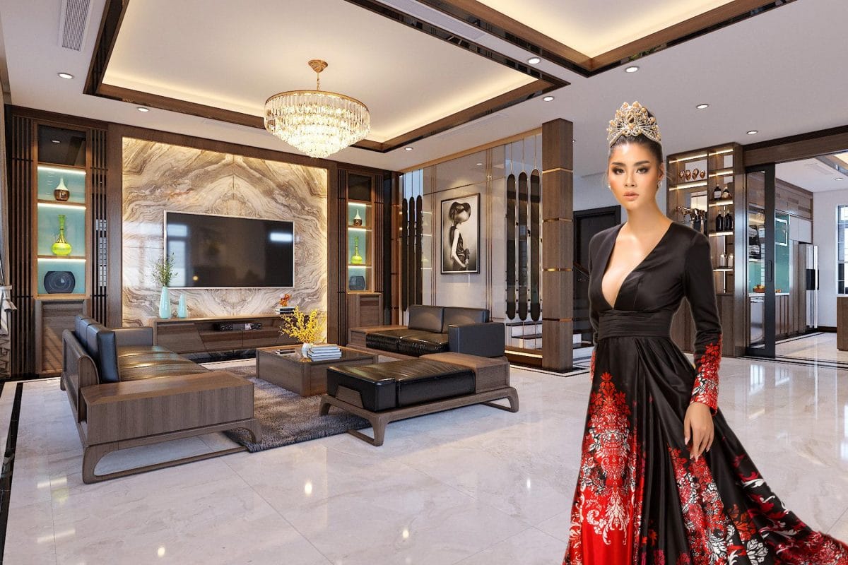 Nội thất phòng khách bếp hiện đại sang trọng - BT2074