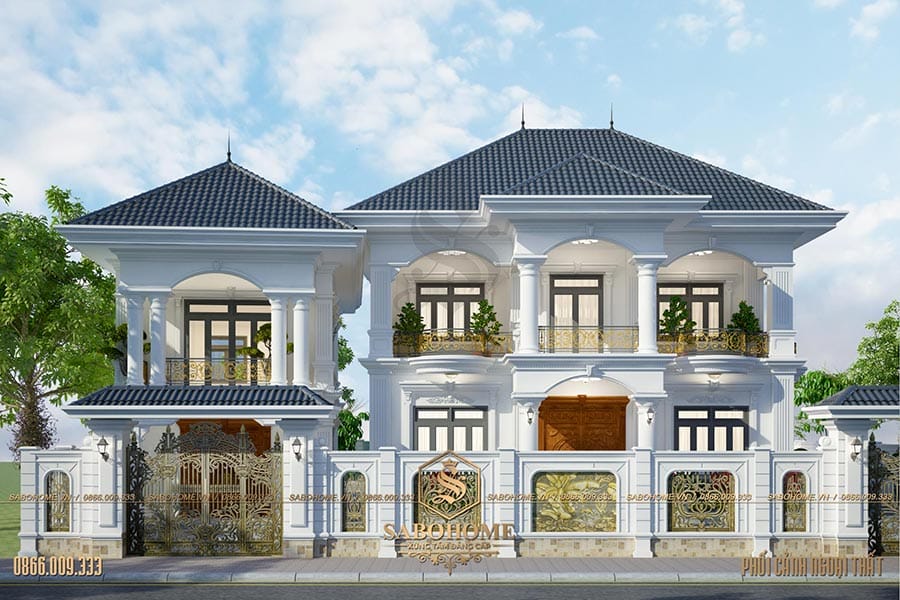 Say đắm mẫu biệt thự 2 tầng mái nhật diện tích 12x11m có 3 phòng ngủ - BT1956