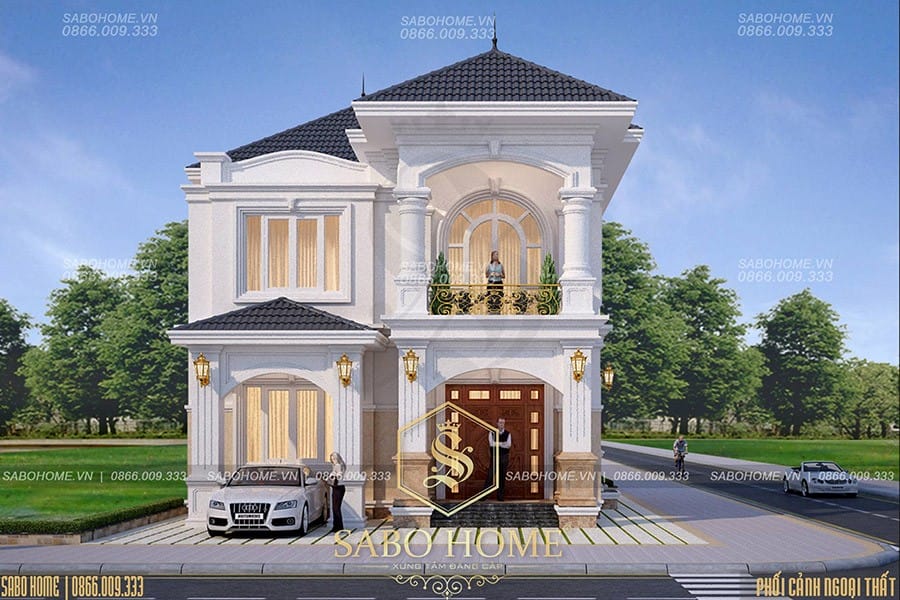 Mẫu thiết kế biệt thự 2 tầng mái thái tân cổ điển đẹp ở Hà Nội - BT180001