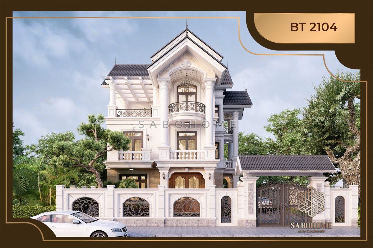 Thiết kế biệt thự 3 tầng tân cổ điển thanh thoát - BT 2104
