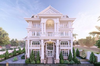 thiết kế biệt thự 4 tầng tân cổ điển pháp