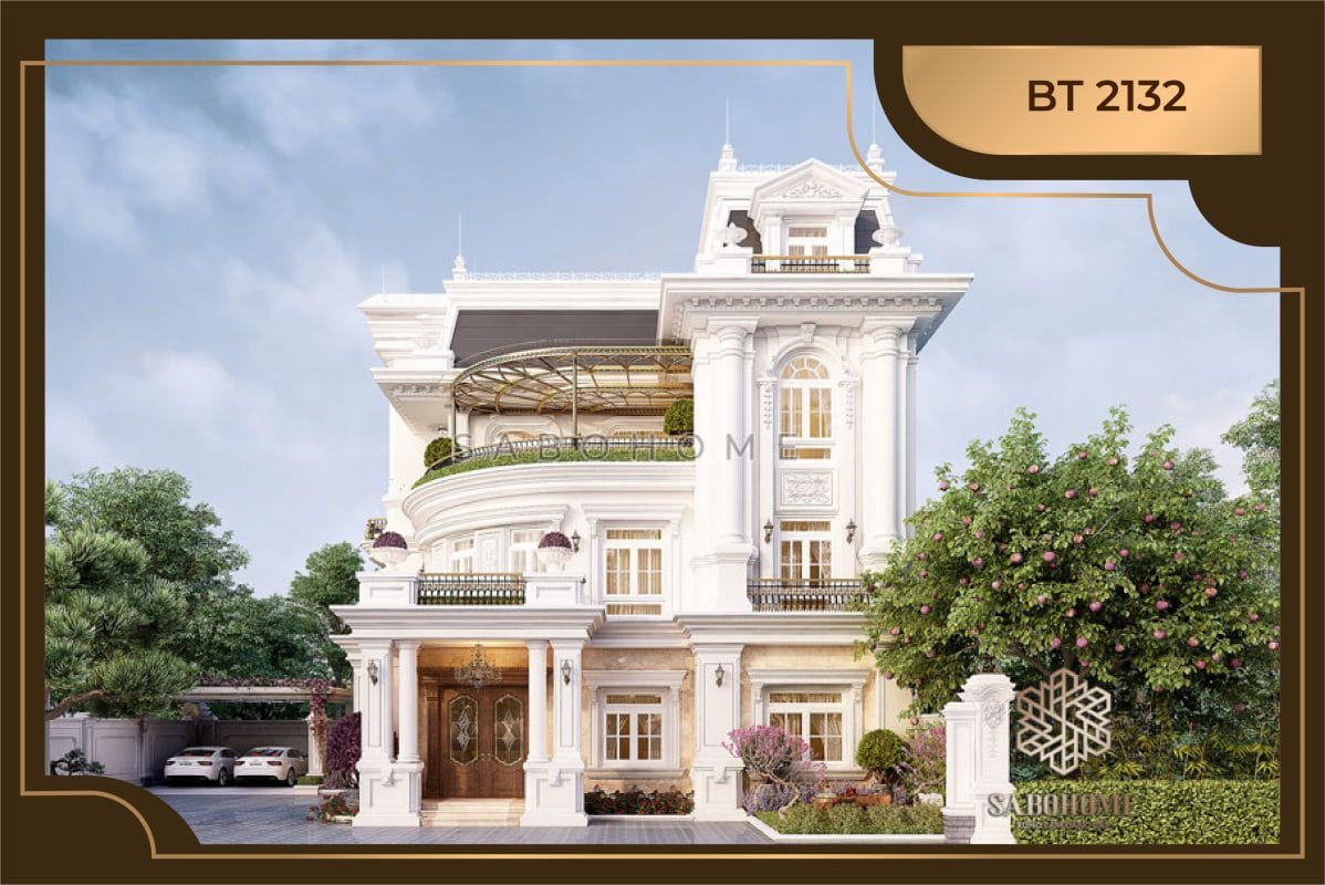 Thiết kế biệt thự tân cổ điển 3 tầng có gara ô tô - BT 2132