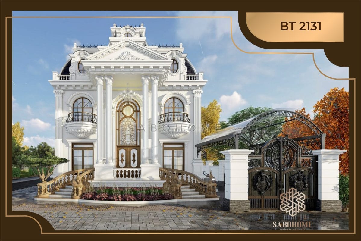 Mẫu thiết kế biệt thự 3 tầng tân cổ điển mái Mansard - BT2131