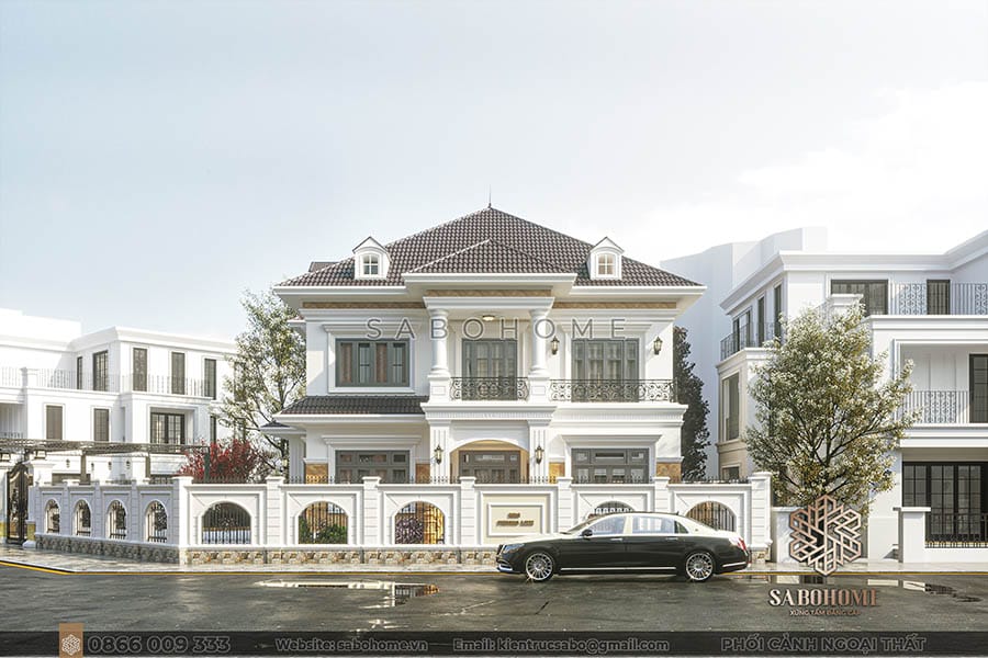 thiết kế biệt thự 2 tầng tân cổ điển