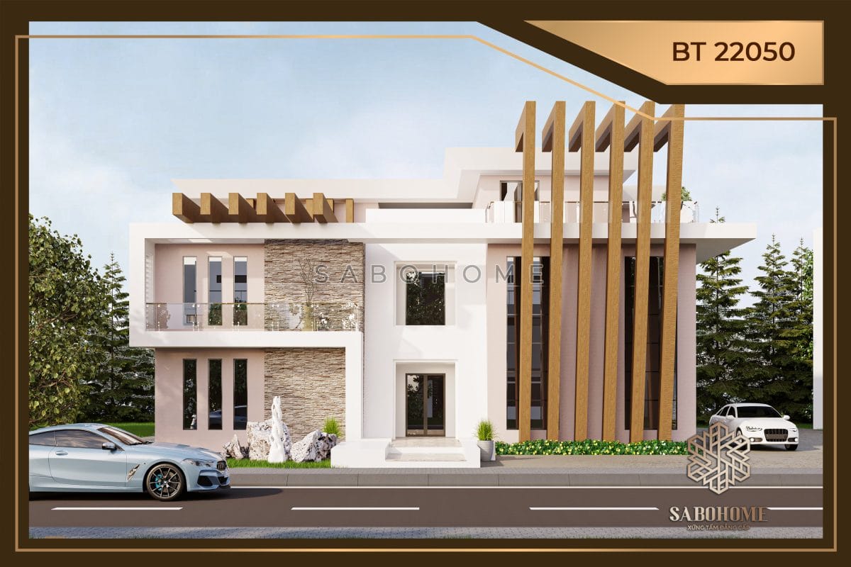 Mẫu thiết kế biệt thự 2 tầng hiện đại độc đáo - BT22050