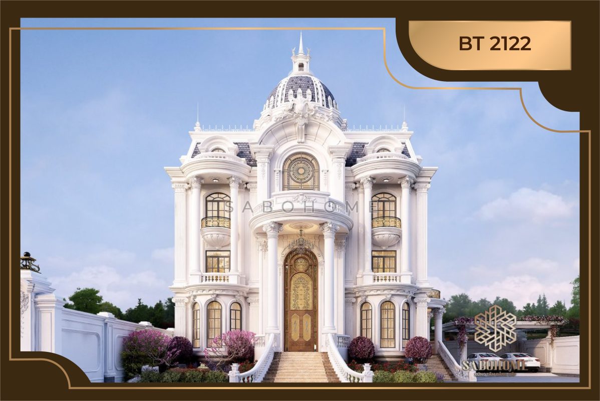 Chiêm ngưỡng mẫu biệt thự 3 tầng tân cổ điển có gara ôtô - BT2122