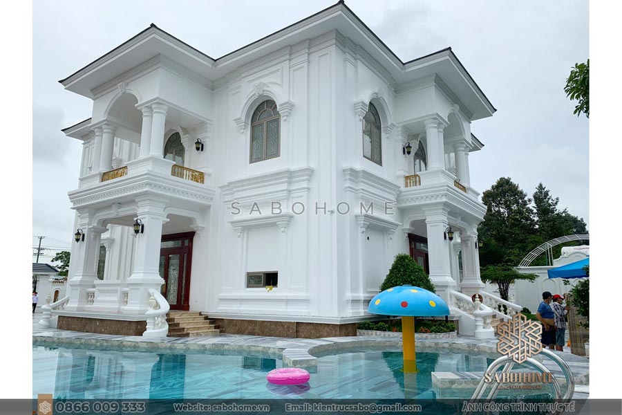 Thiết kế thi công kiến trúc - cảnh quan sân vườn biệt thự 2 tầng tại Trà Vinh