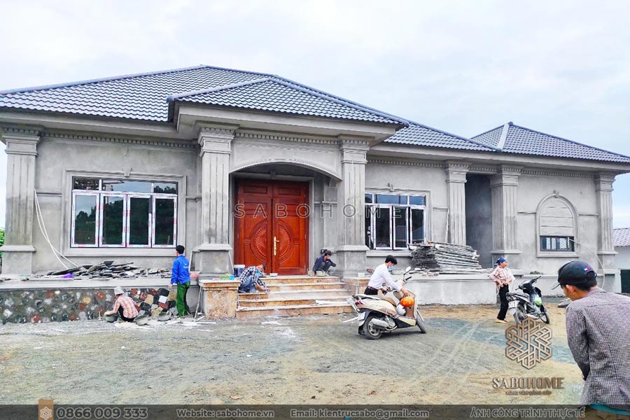 Thiết kế thi công biệt thự sân vườn tân cổ điển 1 tầng tại Chương Mỹ