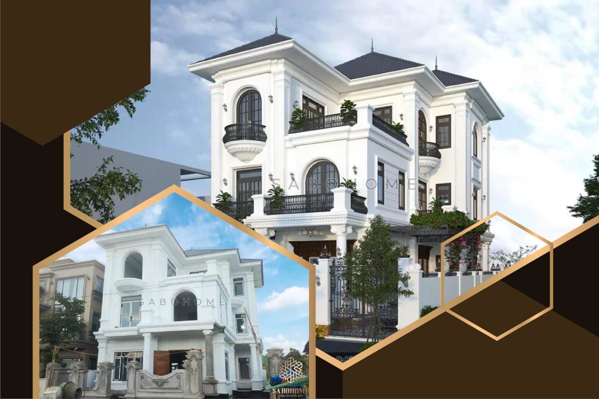 Cập nhật tiến độ thi công biệt thự 3 tầng tân cổ điển Anh Giang - Móng Cái
