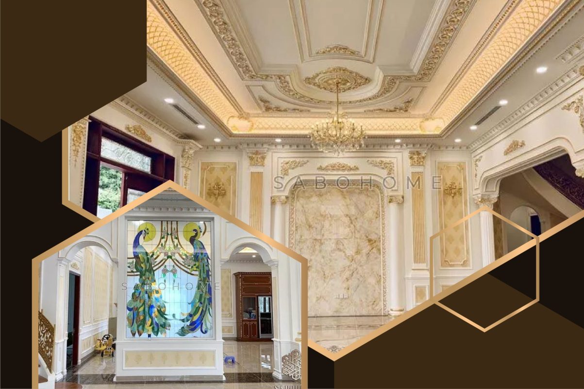 Trang trí không gian nội thất phào chỉ dát vàng diễm lệ tại Trà Vinh