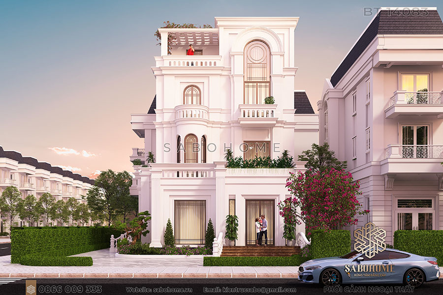Sang trọng biệt thự 4 tầng tân cổ điển 2 mặt tiền - BT 14083