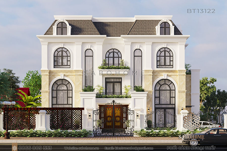 Mẫu biệt thự tân cổ điển 3 tầng nhẹ nhàng thanh cao - BT 13122