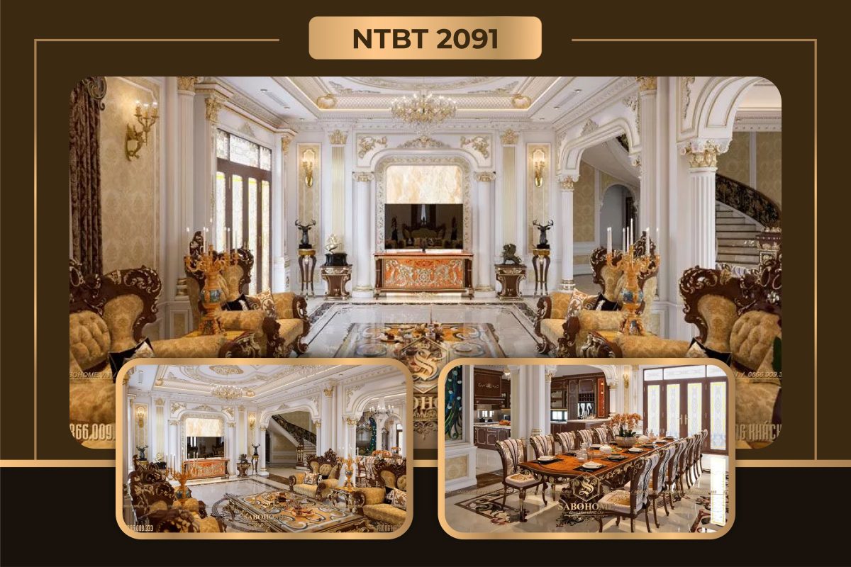 Thiết kế nội thất phòng khách liên kề bếp độc đáo - NTBT 2091